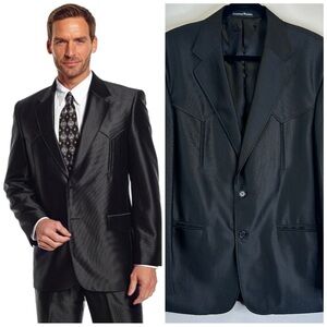 American Western Black Blazer for Men’s 42 Tulsa Sport Suit Jacket Coat Circle S